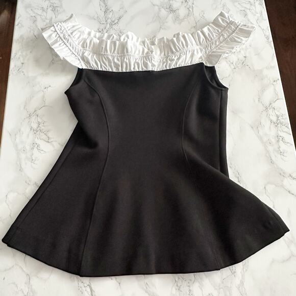Maeve Off-The-Shoulder Hourglass Tuxedo Top women’s size medium NEW black/white - Picture 6 of 8